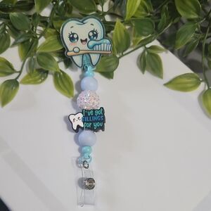 Cute Tooth Badge Reel with Blue